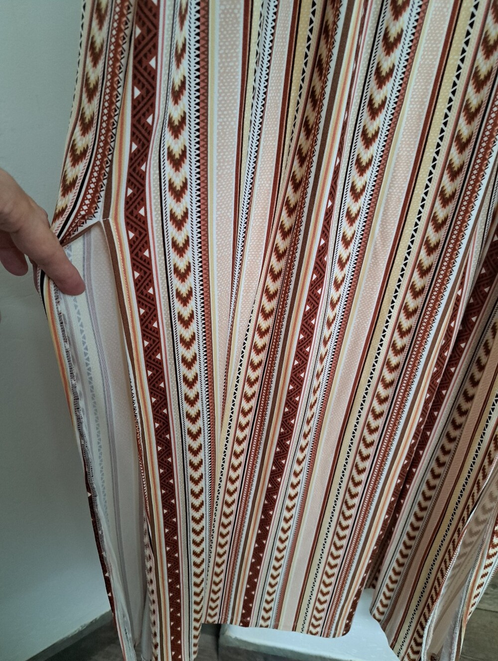 Crochet Bodice Maxi Dress with Stripe Print Skirt Boho Inspired Size Large - Picture 5 of 10